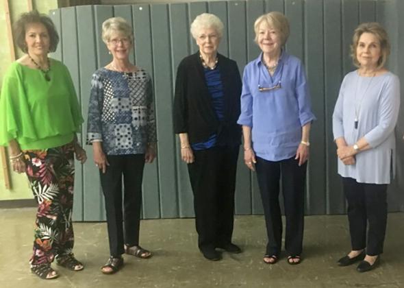 Cosmorama Club members met Wednesday at the Martha Ann Women’s Club for a business meeting and members’ mixer. Club officers are (l-r) President Dolores Jones, Vice President Donna Holt, Recording Secretary Paula Gilbert, Corresponding Srecretary Judy Grimmett and Treasurer Jamie Hall