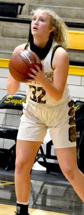 Snyder senior Hayley Humphrey scored 14 points in the Lady Tigers’ 53-27 win over Monahans at Tiger Gym Tuesday.