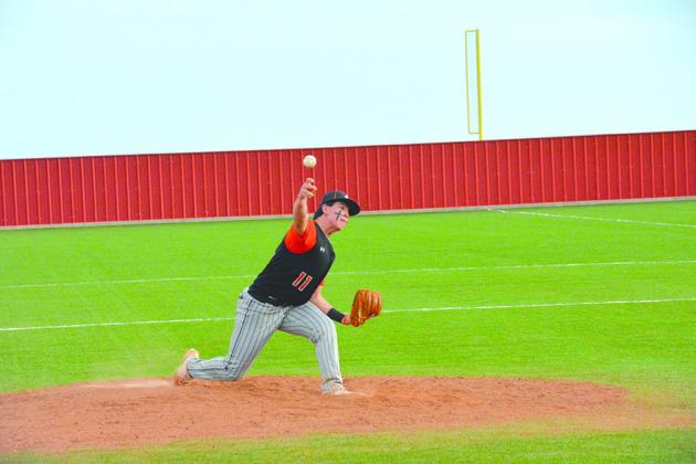 Bryton Partain pitched during the game against Hermleigh earlier this season.