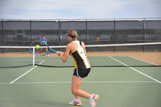 TSN Photo/ Jose Jimenez Sarah Stelluti made contact with the ball during the district tournament.
