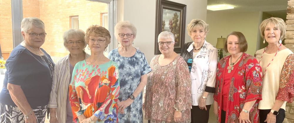 Contributed Photo New officers for the Atheneum Club for 2023-24 were installed on May 9 by Becky Armstrong. Pictured (l-r) are Assistant Treasurer Kay Hickman, Treasurer Barbara McGee, Corresponding Secretary Gayle Burleson , Recording Secretary Janet Brown, second Vice-President Zelma Irons, first Vice-President Joann Snider , President Linda Schwarzand Becky Armstrong.