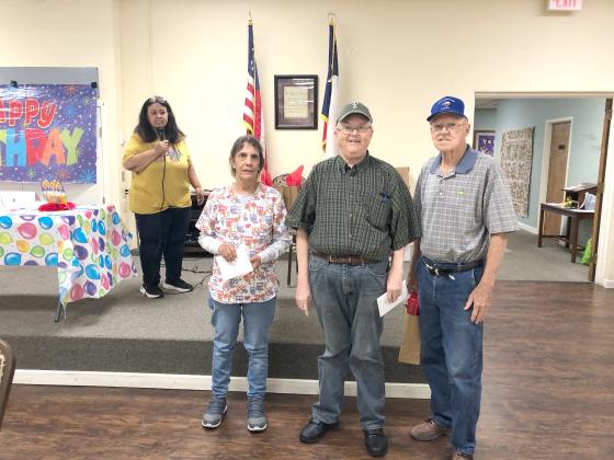 Contributed Photo May Birthdays celebrated at The Scurry County Senior Center were, pictured (l-r), Lee Birchfield, Tommy Horshley and Barnie Tate. 