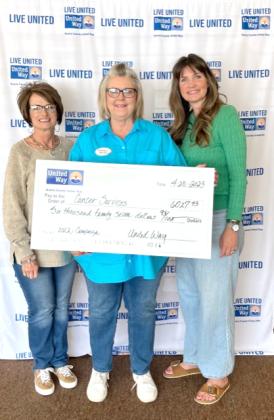 Cancer Services received $6,027 Pictured (l-r) are Patricia West, Nancy Tyler and Magan Thomas.