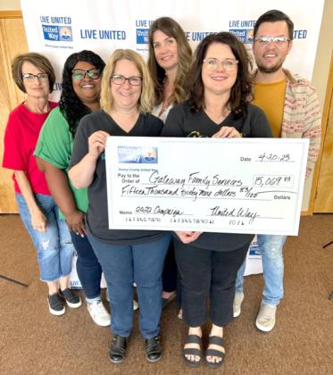 Gateway Family Services received $15,069 Pictured (l-r) are Patricia West, Felsha’ Biggers, Celia Smith, Magan Thomas, Jennifer Taylor and Dillon Randolph.