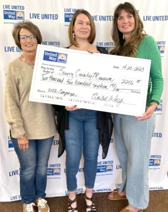 The Scurry County Museum received $2,216 Pictured (l-r) are Patricia West, Laura Boyd and Magan Thomas.