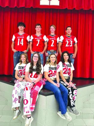 Special Thank You to Sasha Duck, Hermleigh ISD Homecoming court for Hermleigh ISD are, on the back row (l-r) Kai Vargas, Hunter Simpson, Tyson Digby and Daylan Mcgee. On the front row  (l-r) are Ryann Stewart, Summer Smith, Destiney Hopkins and Sydney Hancock. 