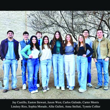 Contributed Photo Pictured on the back row (l-r) are Jay Castillo, Easton Stewart, Jaxon West, Carlos Galindo and Carter Morris. On the front row are Lindsey Rios, Sophia Morado, Allie Gullett, Anna Stelluti and Tymrie Collier. Mr. and Miss SHS will be crowned at coronation on February 14 at Worsham Auditorium. 