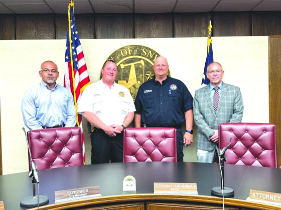 TSN Photo/Chad Goebel Pictured from (l-r) City Manager Eli Torres, Fire Chief Nathan Hines, Emergency Management Coordinator Jay Callaway and County Judge Dan Hicks. 