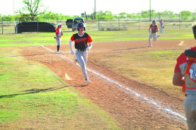 TSN Photo/Lee Scheide Ira’s Keevan Santos (1) races home with a run during the first inning against Rotan in Game 2 of a District 6-1A doubleheader on Wednesday at Ira.