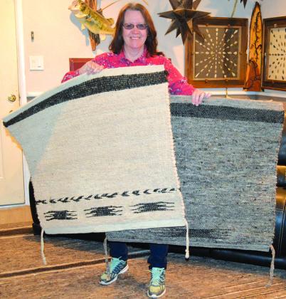 Linda Englert had saddle blankets made from her alpaca’s fiber.