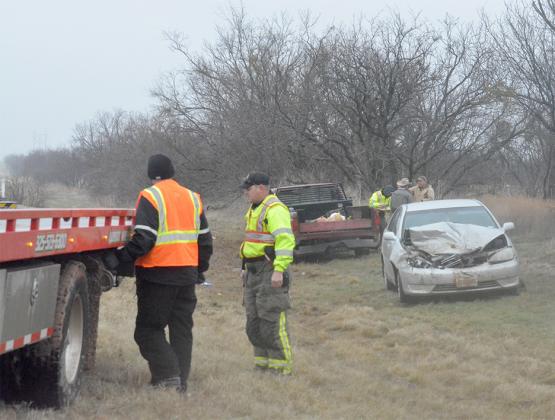 First responders including Scurry County EMS, Snyder Police Department, Scurry County Fire Department and Lubbock Wrecker Services arrived at the scene of a two-vehicle accident this morning.