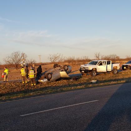Local first responders investigate and prepare to direct traffic around a rolled vehicle on N. U.S. Hwy. 84 near CR 258 at about 7:30 a.m. today. The cause of the wreck and extent of injuries were unknown at press time.