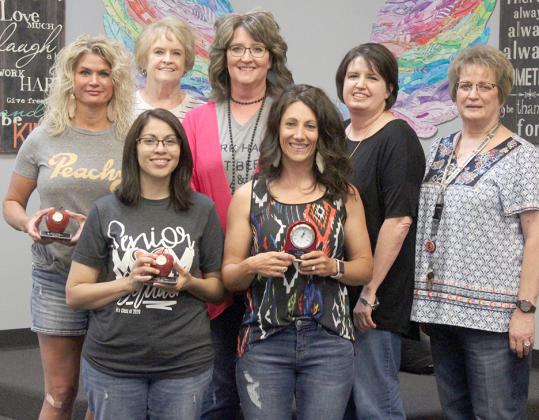 Pictured are the recipients of Ira ISD’s service awards. On the front row (l-r) are Jessica Chavez and Lacee Cox. On the back row are Liesel Gruben, Sandy Holmes, Jodi Dunn, Bobbie Hale and Pat Sterling.