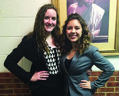 The Snyder High School team of Anna Charlotte Lavers (left) and Alanna Hurt placed second at the District 2-4A cross examination debate event and qualified for the state contest, which will be held in March.