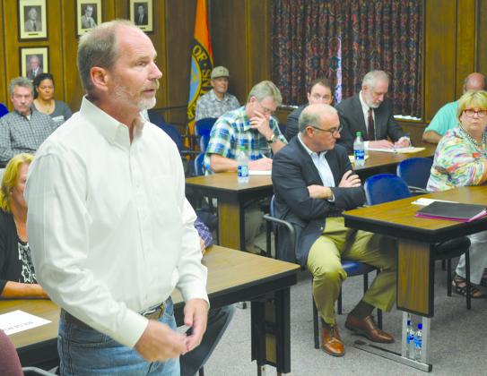 Dallas-area attorney D. Brent Lemon addresses the Scurry County Appraisal District’s Appraisal Review Board (ARB) during its meeting at Snyder City Hall this morning.