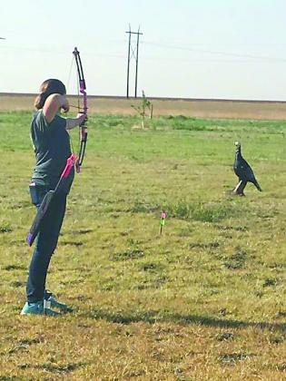 Scurry County 4-H archery team member Jori Haynes competes in the outdoor 3D shoot during the District 2 4-H Archery Contest on May 19.