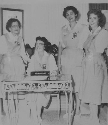 The Cogdell Memorial Hospital Auxiliary has always managed the information desk over its 60-year history. It started out as a small table in 1961 with Mrs. J.W. Clawson, Mrs. Harry Ward, Mrs. V.T. Terry and Mrs. Gene Thompson.
