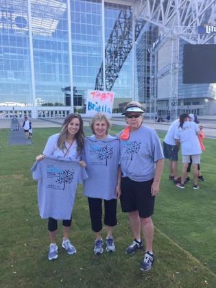 From left, Jamie Tunnell, Cindy Putnam and Luann Burleson participated in the National Brain Tumor Society’s 5k Walk in Arlington at AT&T Stadium last May. They raised $12,425 to support brain tumor research. 