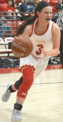 Hermleigh junior Brittany Smith scored eight points in the Lady Cardinals’ 44-34 win over Westbrook Saturday. The Lady Cardinals will host Ira at 6:30 p.m. Friday.