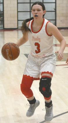 Hermleigh junior Brittany Smith led the Lady Cardinals with 15 points in the Lady Cardinals’ 70-28 win over Loraine Tuesday. The Lady Cardinals improved to 2-0 in District 13-1A play.