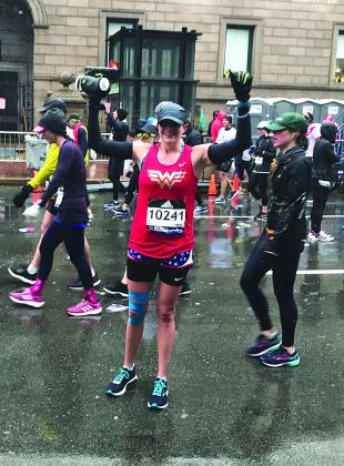 Snyder resident Candace Matthies ran in the 2018 Boston Marathon on Monday. She finished 9,393th out of 25,759 participants with a time of three hours and 35 minutes.