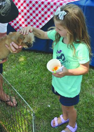 Reece Matson pet a puppy during the Scurry County United Way's County Fair on the Square Saturday.