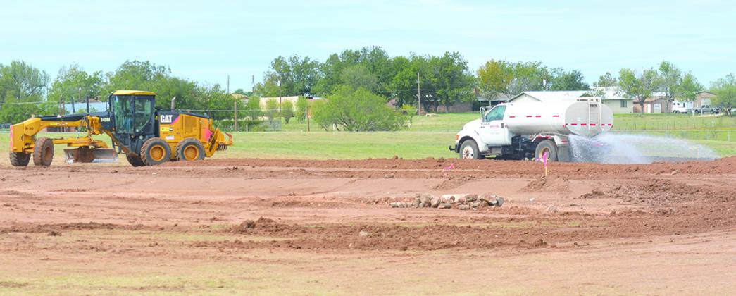 Construction crews from NC Sturgeon prepare the site of the new hangar at Winston Field airport. The hangar is largely being funded through a Texas Department of Transportation grant and is scheduled to be finished by March.