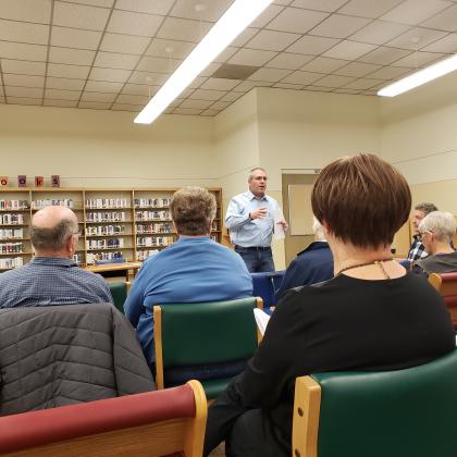 Scurry County Judge Dan Hicks was guest speaker at the Historic Scurry County Inc. meeting at the Scurry County Library Thursday evening. About 25 people turned out to hear Hicks discuss the effect, in his opinion, the upcoming rollback election will have on county services.