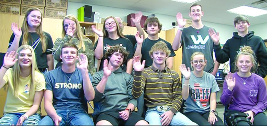 Ira ISD students created a greeting video message to send to the Hope for AIDS Orphans program in Uganda. Pictured seated  are (l-r) Shyia Hill, Brayden White, Asher Fowlkes, Karson Valentine, Ainsley Manning and Kylie Miller.  Standing are Jessica Heiskell, Sydney Mathis, Breauna Hall, Matthew Brazil, Kolten Welch and Nathan Goodwin. Other photos on this page show children who are housed in the program’s orphanage and featured in the documentary.