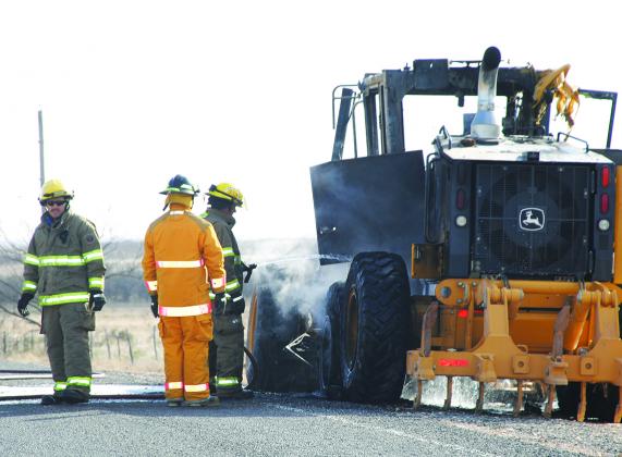 A maintainer caught on fire on FM 1269, approximately two miles north of U.S. Hwy. 180, at 3:13 p.m. Tuesday. The Snyder Fire Department responded to the call and put out the fire.