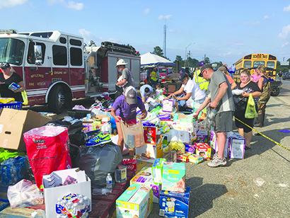  A makeshift distribution center was set up in Mauriceville to hand out donated supplies after Hurricane Harvey hit on Aug. 25.