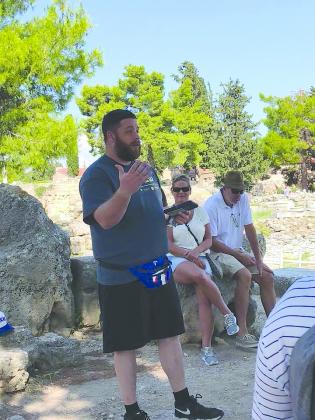 Calvary Baptist Church Student Minister Eric Waits delivered a devotional at Corinith during a two-week mission trip last month.