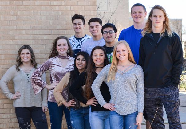 Mr. and Miss Snyder High School nominees were announced last week. Miss SHS nominees pictured are (l-r) Karson Botts, Anna Charlotte Lavers, Audrey Moncevais, Courtney Velasquez and Kayley Wills. Mr. SHS nominees are Chris DePaz, Jon Dominguez, Edward Leal, Ben McQuirk and Kabren Wills. The coronation will be held at 8 a.m. Feb. 15 in Worsham Auditorium. 