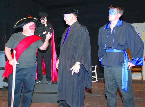 Pictured are cast members (l-r) Jim Drake, Jeff Stanfield, Sy Tabor and Craig Robertson from the 2008 production of A Company of Wayward Saints at the Ritz Community Theatre.