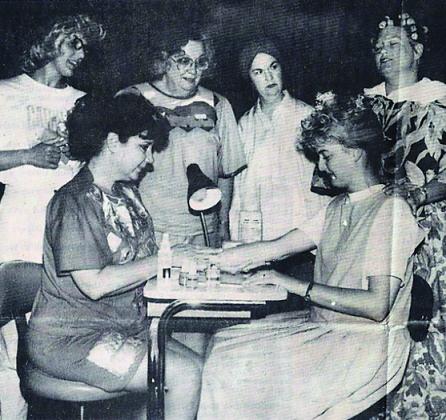 Pictured are cast members (l-r) Emily Hataway, Donna Fowler, Jane Womack, Sue Parham, Jana Pool and Janeen Patterson from the 1992 production of Steel Magnolias at the Ritz Community Theatre.