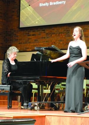 Vocalist Shelly Bradberry (right, performing Hear My Prayer, O Lord, with pianist Triesta Lilly) hosted a benefit concert for a Honduras medical mission Thursday night. 