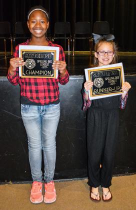 Sixth grade student at Snyder Junior High, Heaven Miles, won the district spelling bee Wednesday at Jerry P. Worsham Auditorium. Danielle Baiza, fourth grade student at Snyder Intermediate School, was runner-up. The champion qualified to compete in the 66th annual regional spelling bee in Lubbock on March 4. 