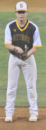 Snyder pitcher Derek Dominguez allowed two hits and struck out eight batters in Snyder’s 12-2 win over Idalou Friday night at the Best of the West Tournament.