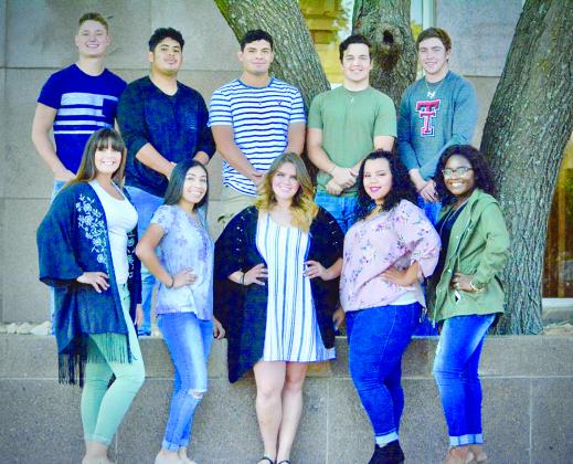 The 2017 Snyder High School homecoming court on the front row are (l-r) Skylar Hand, Gisselle Hernandez, Sara McClain, Kenzie Hunter and Kerrington Biggers. On the back row are Braison Kuhl, Diego Lopez, Tristan Soliz, J.T. Nelson and Lance Davis. 