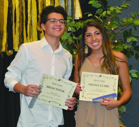 Bryan Tovar (left) and Nicole Clark were named the seniors with the best hair.