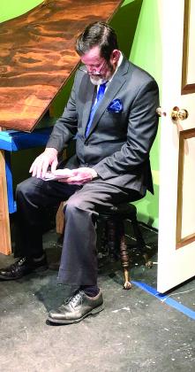 Pictured above, Doug Tindol rehearsed his role as Mr. Dunlap in the Ritz Theatre’s production of Suite Surrender. The production is directed by Stacy Haley.