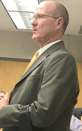 Dr. Eddie Bland addressed the Snyder ISD board of trustees Tuesday after being named the lone finalist for the Snyder position.