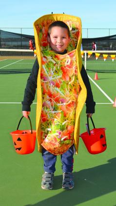 Casen Dunham dressed up as a taco for Carnival at the Courts Saturday evening. 