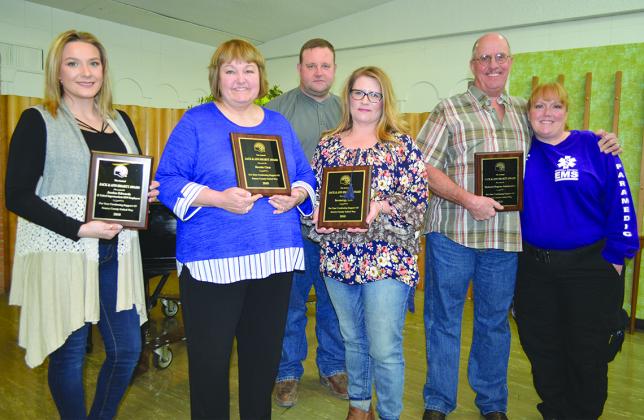 Five Jack and Ann Smartt awards were presented during Scurry County United Way’s Be A Hero campaign luncheon. The awards go to an individual, couple or entity who exemplifies the qualities demonstrated by Jack Smartt. Recipients were (l-r) United Supermarket, represented by Jessie Edwards; Brenda Clem; Invenergy, LLC, represented by Eric and Jackie Roberson; and Richard and Debbie Dupree. Not pictured is Reagor-Dykes Auto Group.