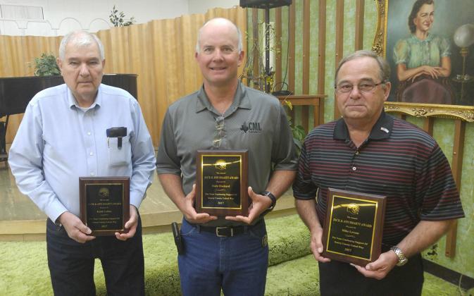 Receiving Jack and Ann Smartt Awards at Tuesday’s Scurry County United Way celebration luncheon were (l-r) Keith Collier, Nolan Von Roeder (accepting for Doris Blackard) and Mike Levens.
