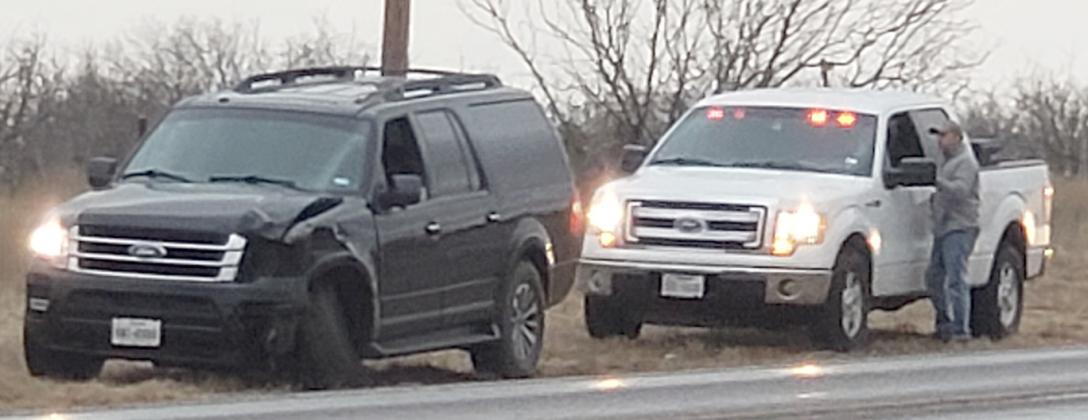 First responders were called to multiple wrecks Tuesday afternoon before the winter weather hit Scurry County. In the photo above, an SUV was invovled in a one-vehicle accident near Snyder Junior High School.