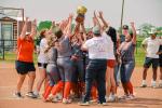 TSN Photo/ Jose Jimenez The Lady Cardinals lifted up the regional semifinal trophy after their win over Eula Friday.