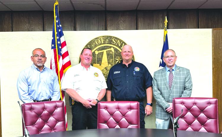 TSN Photo/Chad Goebel Pictured from (l-r) City Manager Eli Torres, Fire Chief Nathan Hines, Emergency Management Coordinator Jay Callaway and County Judge Dan Hicks. 